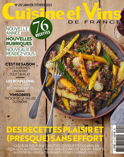 Couverture Cuisine et Vins de France n° 210 de janvier 2023